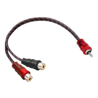 Audio video extension cable with red/black RCA connectors and copper wire, 26cm