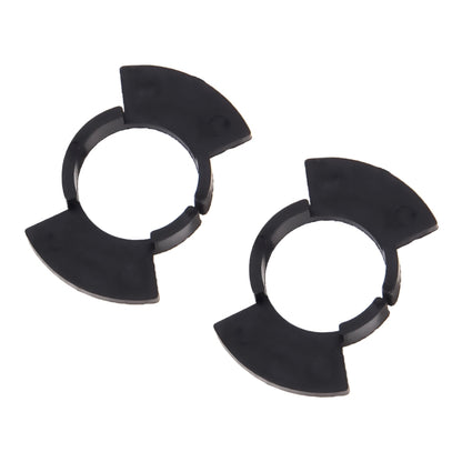 Pair of black LED headlight bulb base retainer adapters with two circular clips