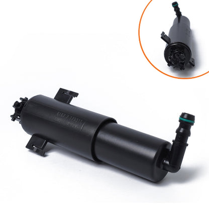 Car headlight washer nozzle pump, black plastic cylinder with inlet hose connector