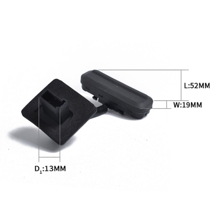 Black tailgate release switch with dimensions L52mm, W19mm, D13mm
