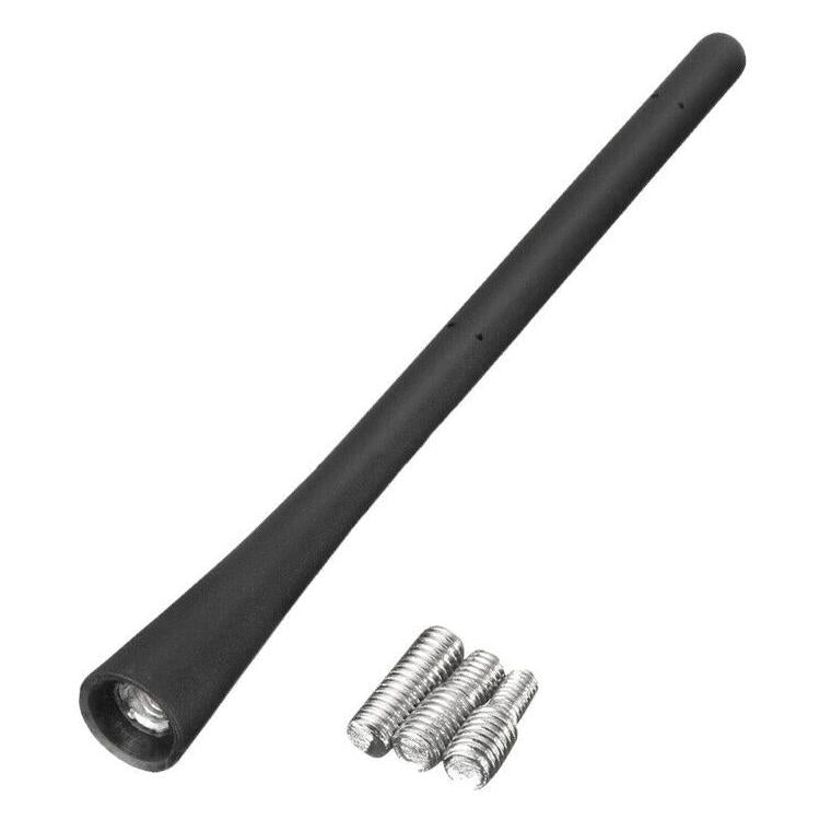Black AM/FM antenna mast with threaded base and included mounting springs