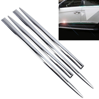 Silver metal car door edge guard protection strips, pointed ends, 4-pack set