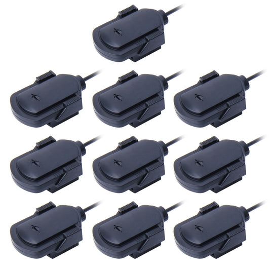Set of 10 wired 3.5mm car audio microphones with adhesive mounts, black