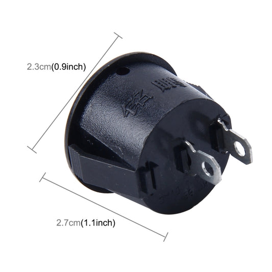 Black 2-pin round push button switch with red cap and metal side terminals