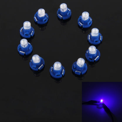 10PCS T4.2 wedge LED instrument panel bulbs with blue lamp heads, lit glow visible