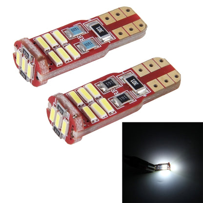 T10 LED car bulbs, 2-pack, red PCB with 12 SMD 4014 LEDs (white beam inset)