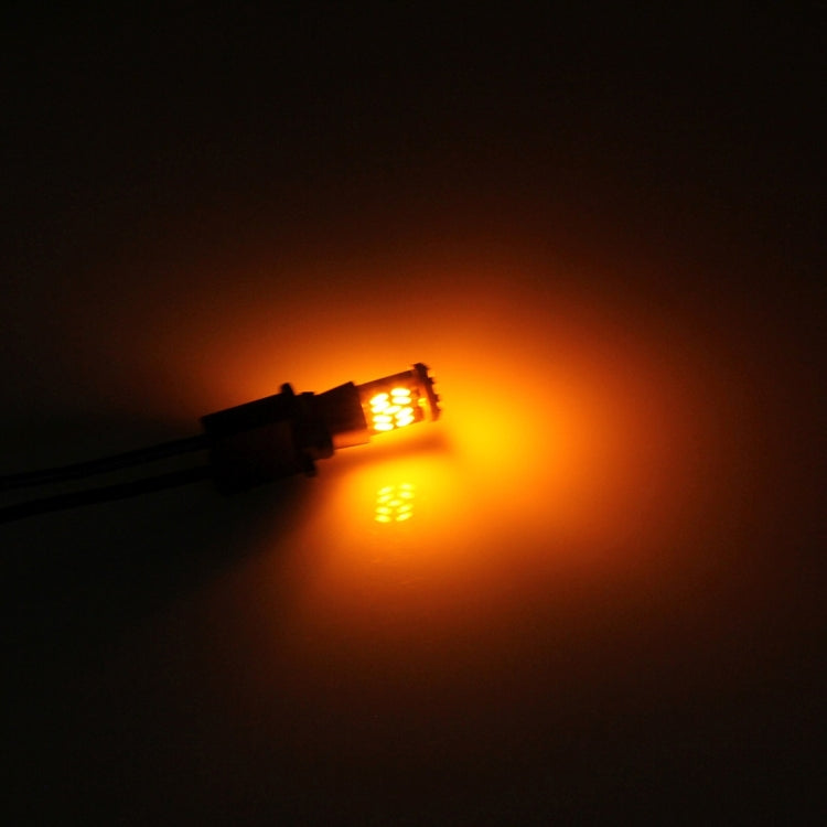 T10 LED bulb pair with bright amber light glow in front inset