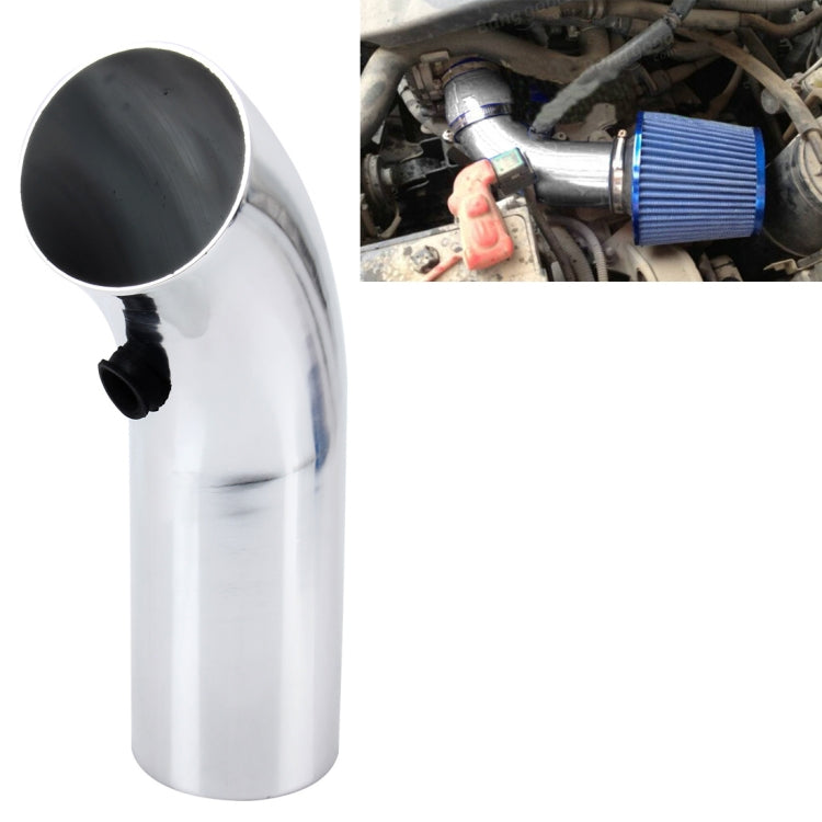 Universal short air intake pipe, silver aluminum elbow with side port opening