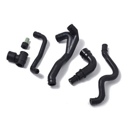 6-piece black engine crankcase breather hose tube kit with molded connectors