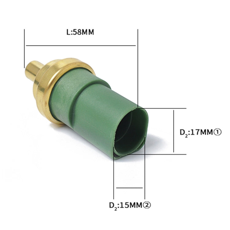 Coolant temperature sensor size diagram: L58mm, D15mm and D17mm