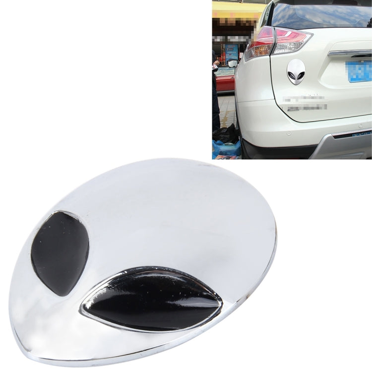 3D wizard head car sticker, chrome oval with black teardrop eye details