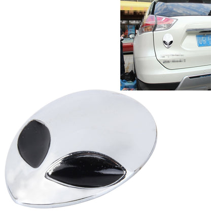 3D wizard head car sticker, chrome oval with black teardrop eye details