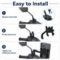 Black rear-mirror phone bracket installation steps showing mount arm and device cradle