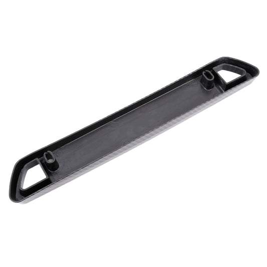 Universal carbon fiber license plate frame underside with mounting slots and tabs