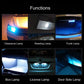 Car LED bulb functions collage, showing blue and white illumination scenes