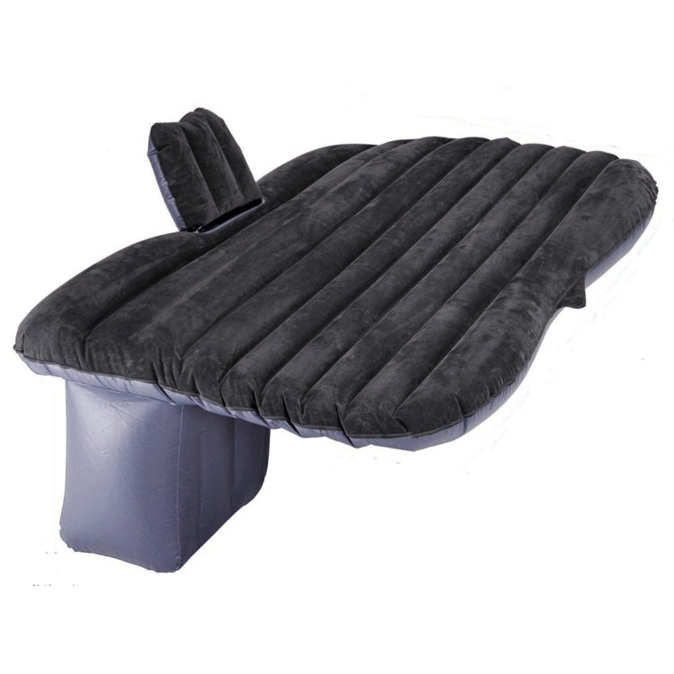 Black inflatable car air bed mattress with ribbed top and two molded side supports