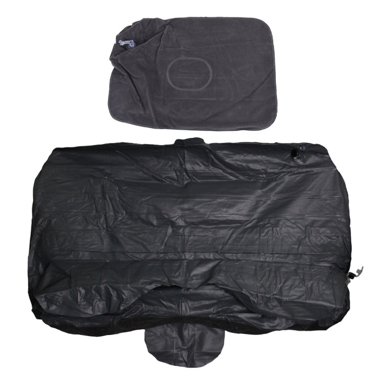 Black inflatable car mattress with folded protective cover and carry bag style storage