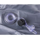 Inflation valve with nozzle on gray-blue inflatable mattress fabric surface