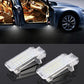Two-piece set of clear LED car door lights, rectangular modules with SMD LED panels