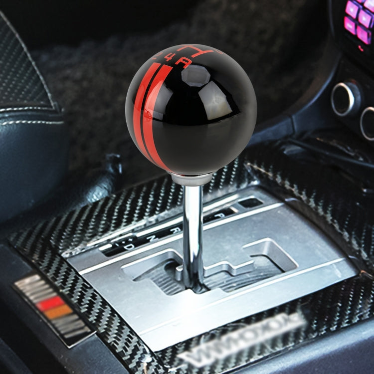 Manual 5-speed resin gear shift knob, black ball with red accent and gear number markings