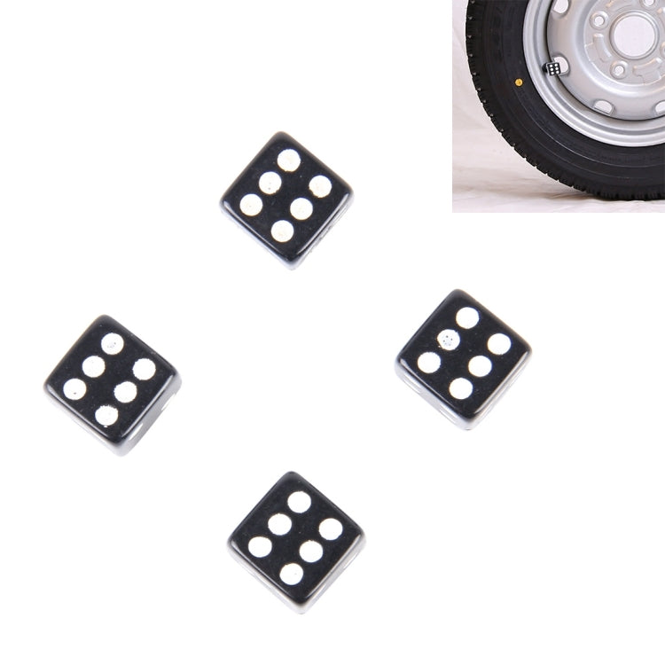 4 PCS Plastic Plated Dice Shape Universal Tire Valve Stem Cap, Dice Shape 6, Dice Shape  6