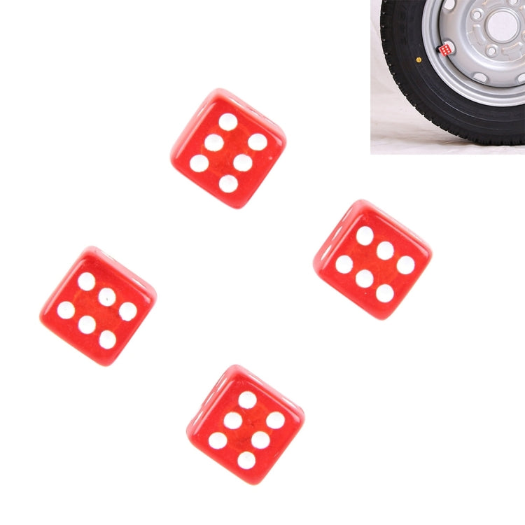 4 PCS Plastic Plated Dice Shape Universal Tire Valve Stem Cap, Dice Shape 6, Dice Shape  6