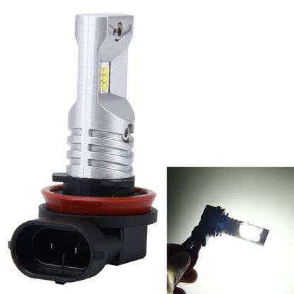 H8/H11 LED fog light bulb, silver body with red base ring and visible LED chips