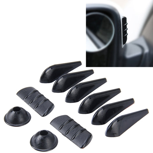 Black rubber air guide clips and caps set with curved tabs and round plugs