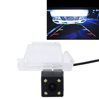Waterproof rear view backup camera with clear license-plate housing and four LED lights