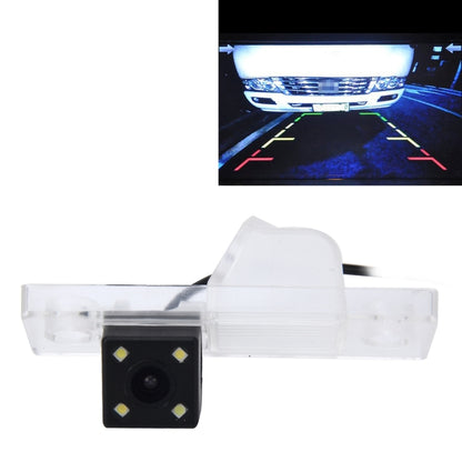 Car rear view backup camera with clear license-plate bracket and four LED lights