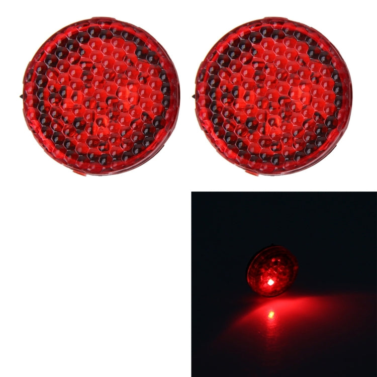Car door anti-collision warning strobe lights, two red round LED lenses