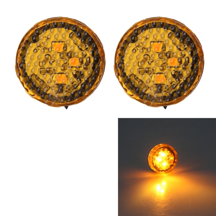 Set of 2 car door anti-collision strobe lights with amber warning glow, round lens