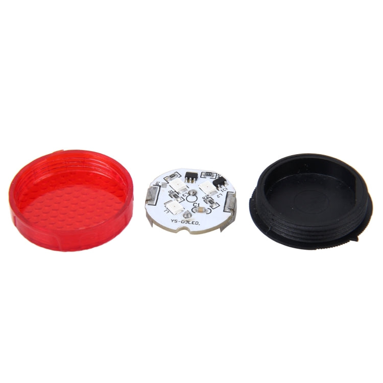 Car door anti-collision warning strobe light parts: red lens, LED board, black base
