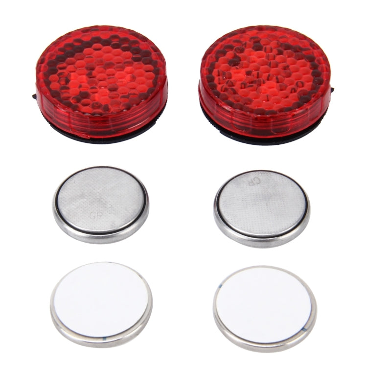 Car door anti-collision warning strobe lights set with red lenses and silver housings