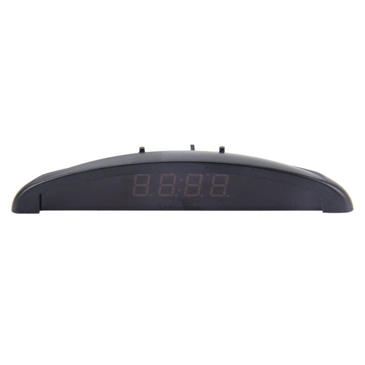 Car LED digital thermometer clock with red LED display in curved dash housing