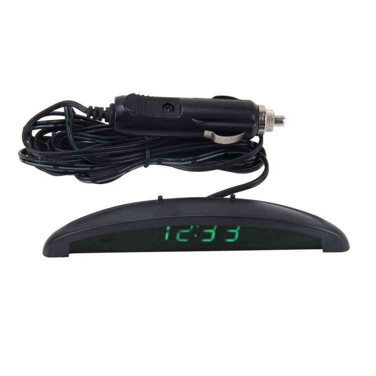 Car LED digital thermometer clock with green LED display and cable sensor probe