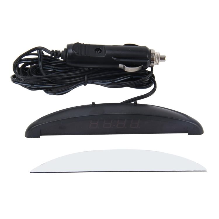 Car LED thermometer clock kit with red LED display, cable, and connector plug
