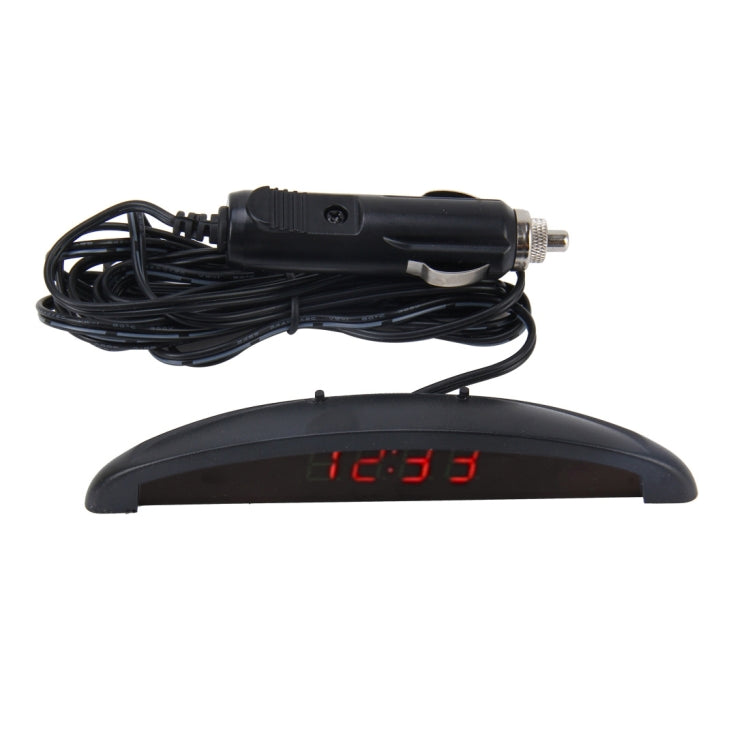Car LED digital thermometer clock with red LED display and cable sensor probe