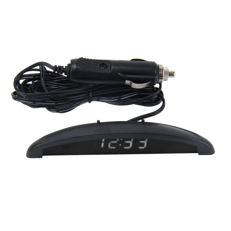 Car LED digital thermometer clock with green LED display and cable sensor probe