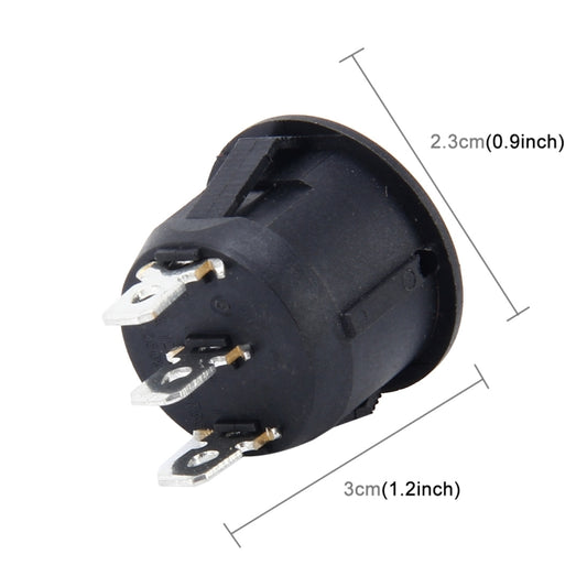 3-pin round push button switch with side terminal pins, compact size