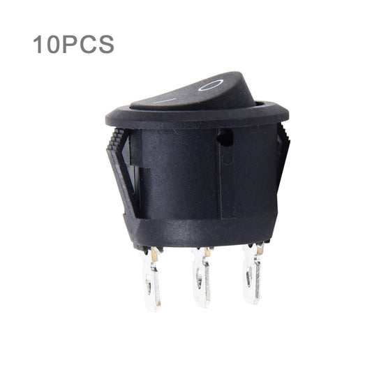 3-pin round push button switch with OFF/ON markings, black body and pins