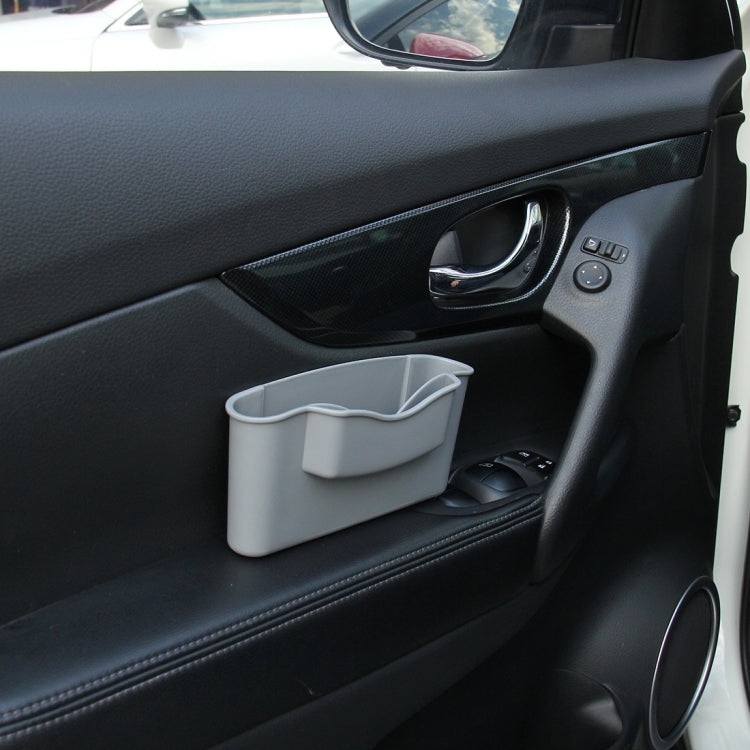 Car door organizer storage box with light grey bin and side divider