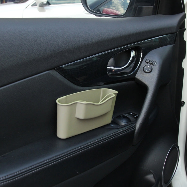 Car door organizer storage box with khaki/beige bin and side divider