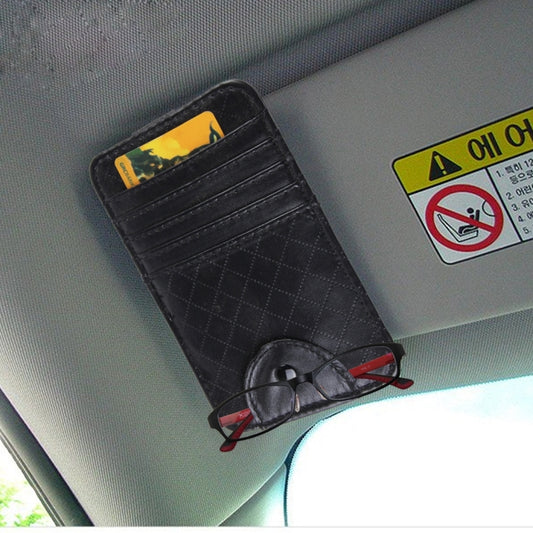 FUDAOCHE Multi-functional Auto Car Sun Visor Sunglasses Holder Card CD Storage Holder Pouch Bag