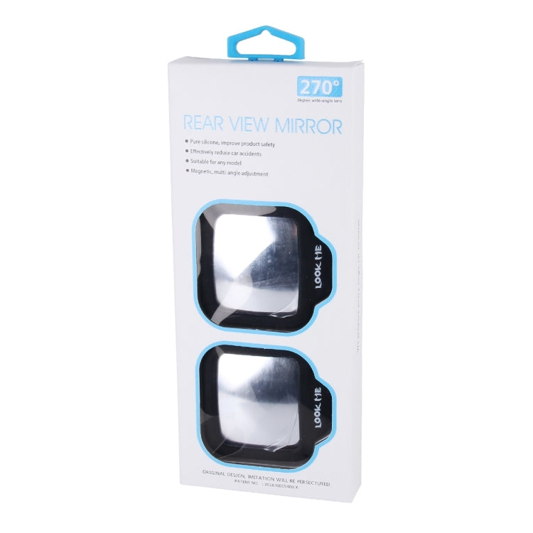 Retail package showing two black wide-angle rear view mirrors