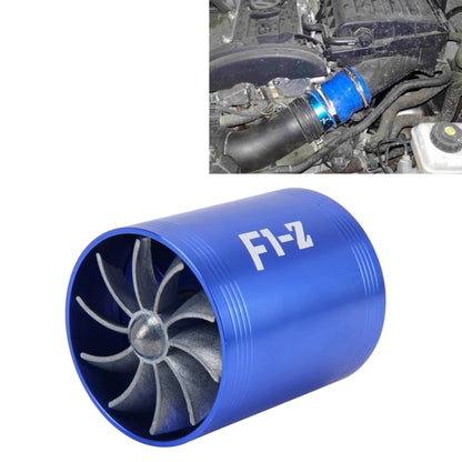 Blue F1-Z intake supercharger fan unit with turbine blades, cylindrical housing