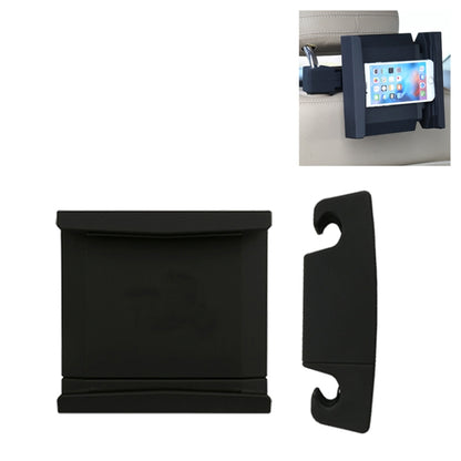 Black car rear seat tablet holder with bracket clips and swivel frame