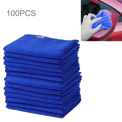 Set of 100 blue quick-dry cleaning towels, stacked folded squares