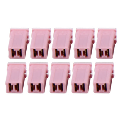 10-pack pink PAL push-in fuse holders with straight female terminals and clear window