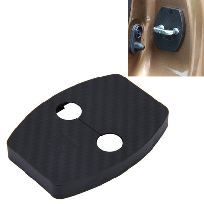 Black carbon-fiber door lock buckle cover with two mounting holes for car